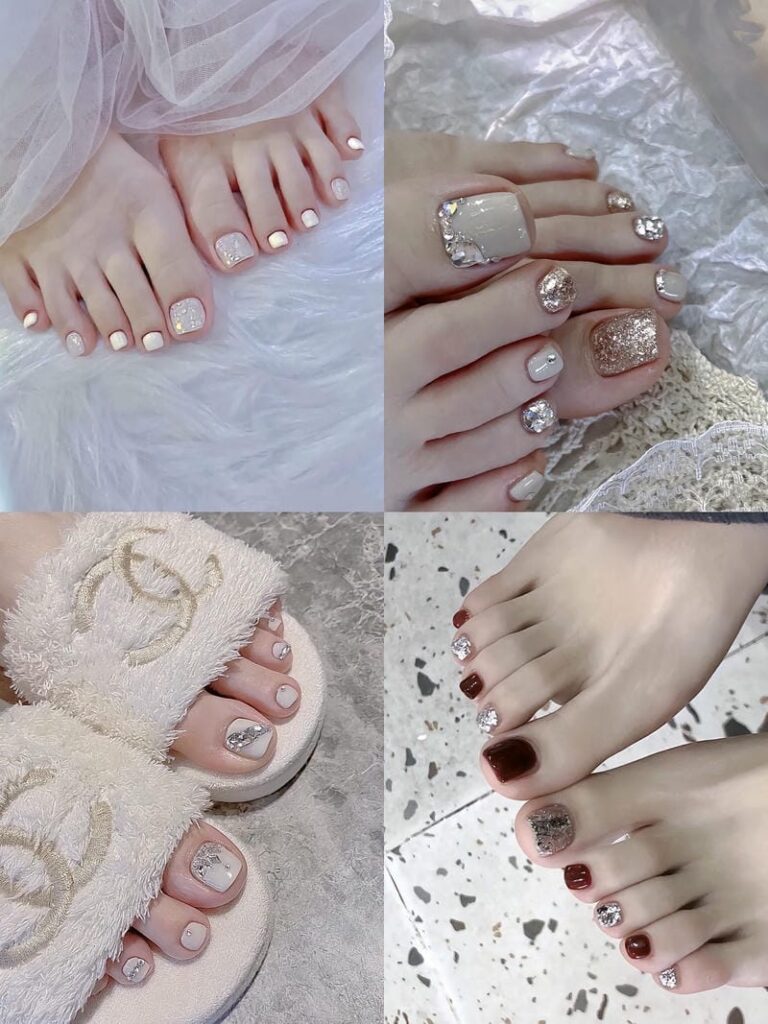 Ảnh những mẫu nail chân design đơn giản, màu sơn làm trắng da