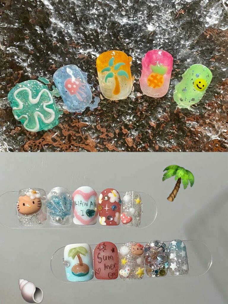 Mẫu nail đi biển xinh xắn, đáng yêu