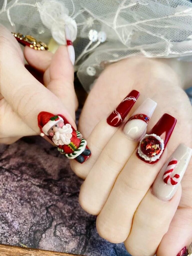 Mẫu nail noel đính đá đẹp
