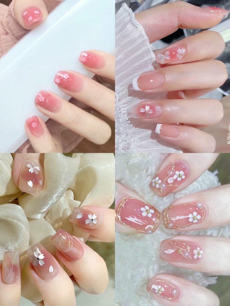 Những mẫu móng vẽ hoa đào xinh xắn
