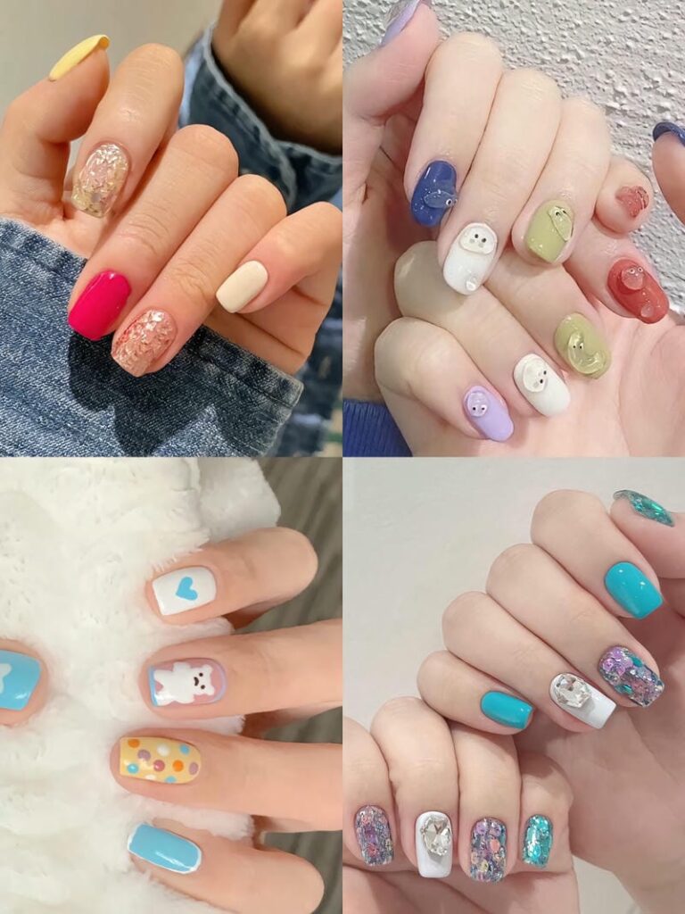 Những mẫu nail nhiều màu tone pastel