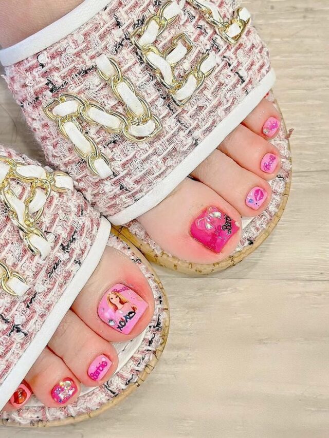 Ảnh mẫu nail tông hồng họa tiết dễ thương