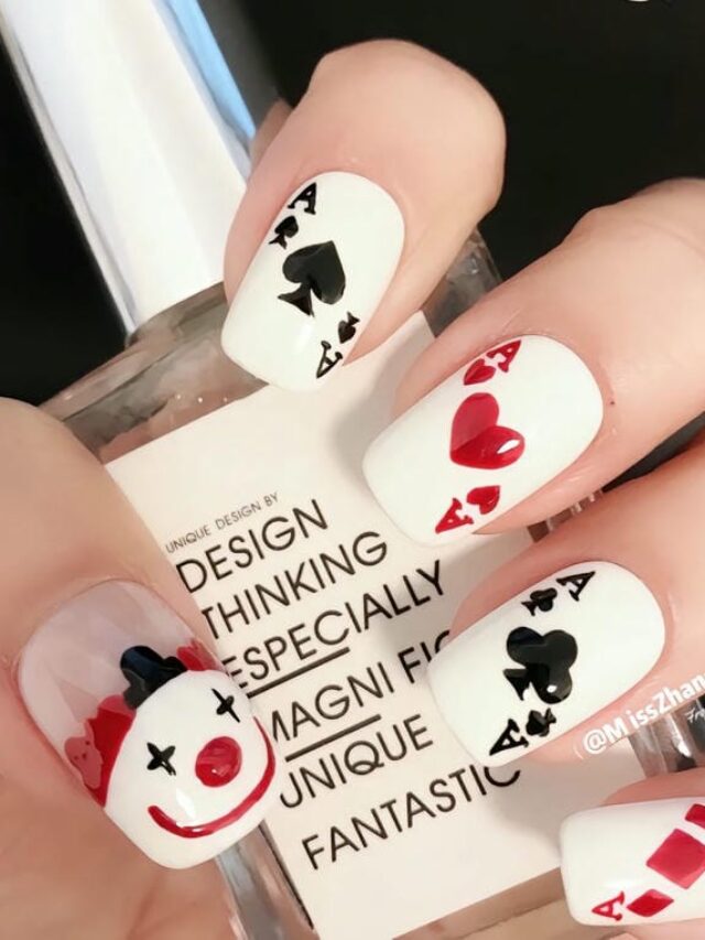 Mẫu nail bộ bài vẽ hình ngộ nghĩnh