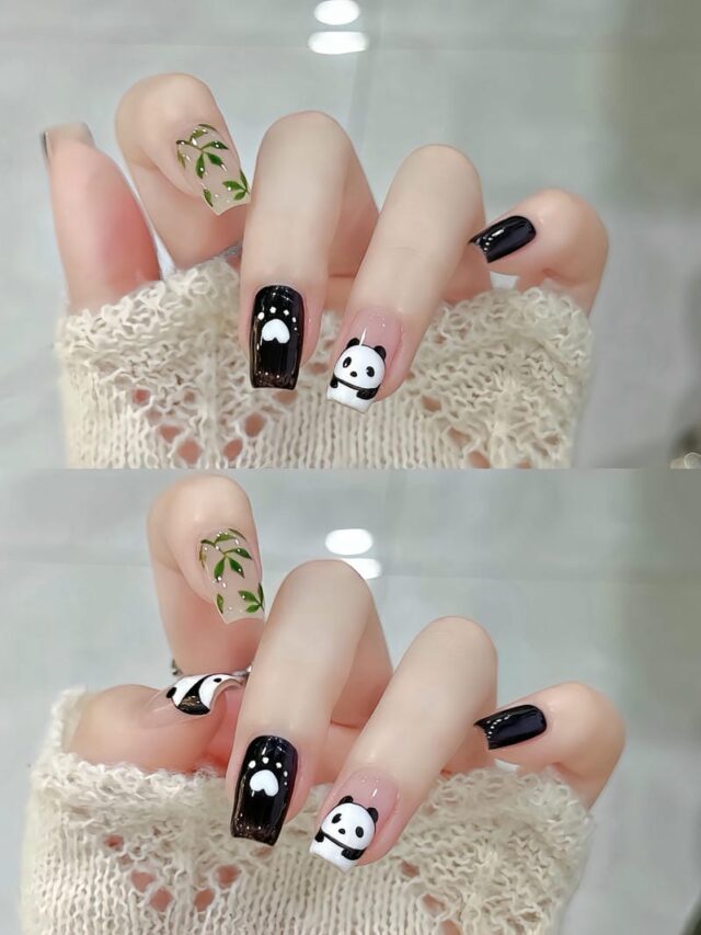Mẫu nail gấu trúc cute đáng yêu