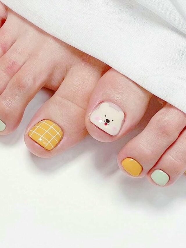 Nail chân hình vẽ chú gấu siêu đáng yêu