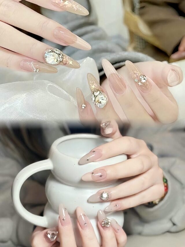 Nail sơn đầu móng đính đá sang chảnh