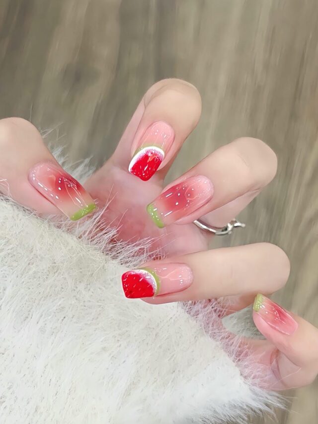Nail vẽ quả dưa hấu đẹp