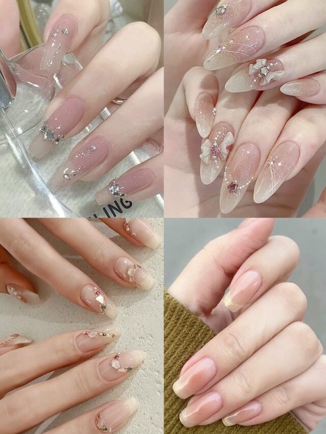 Những mẫu nail đính đá nhẹ nhàng