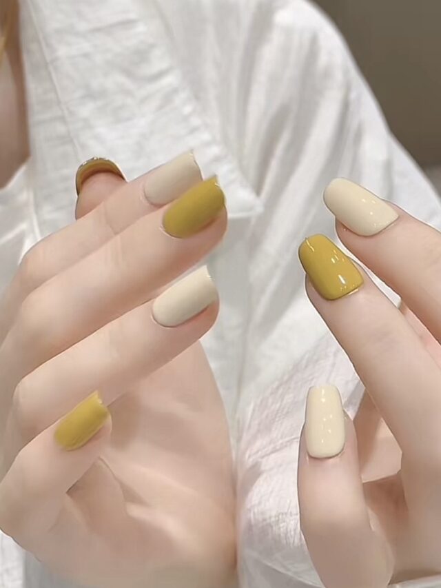 mẫu nail hợp mệnh thổ - màu vàng