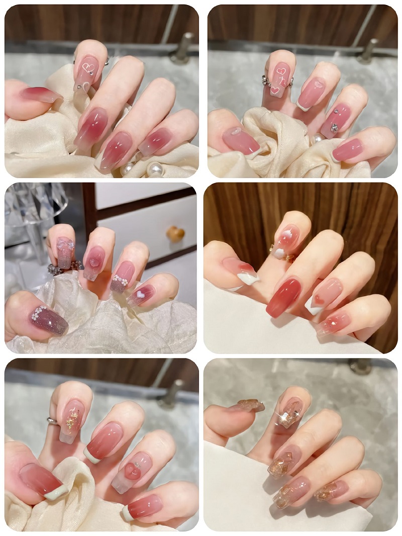 Ảnh nail mùa thu tone hồng
