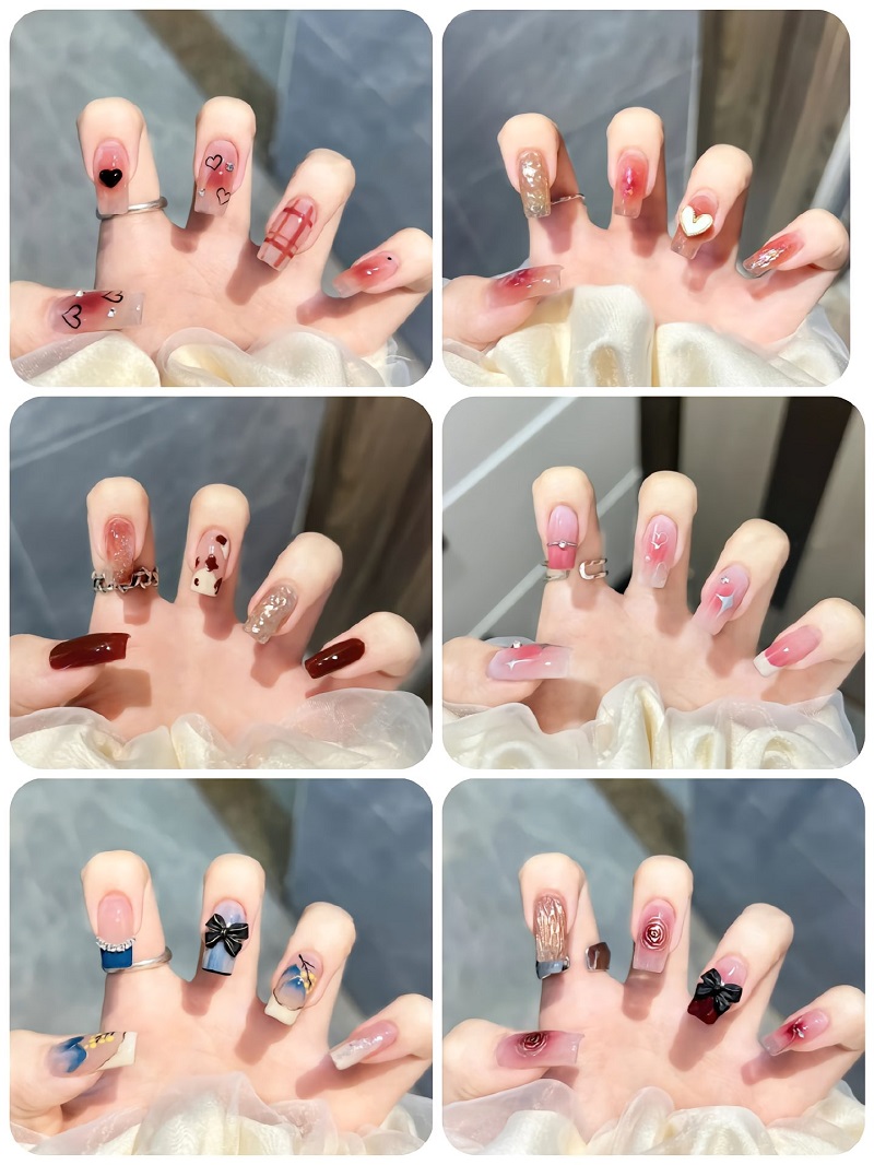 Mẫu nail mùa thu đính nơ đẹp