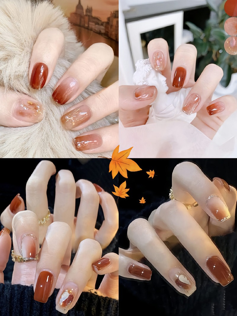 Mẫu nail mùa thu hot trend cho móng ngắn