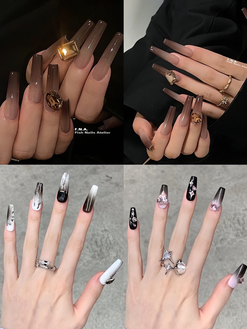 Mẫu nail mùa thu tone màu tối cực đẹp