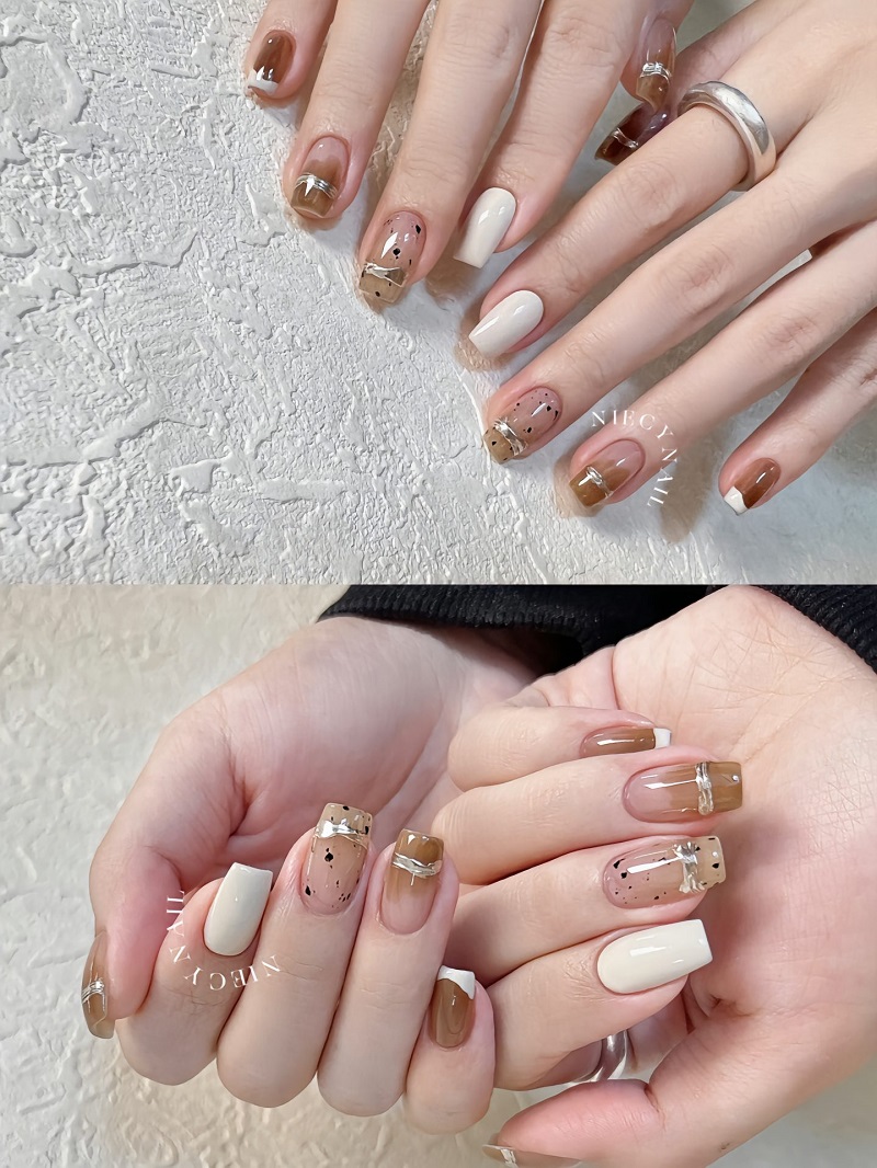 Mẫu nail mùa thu đơn giản, móng ngắn