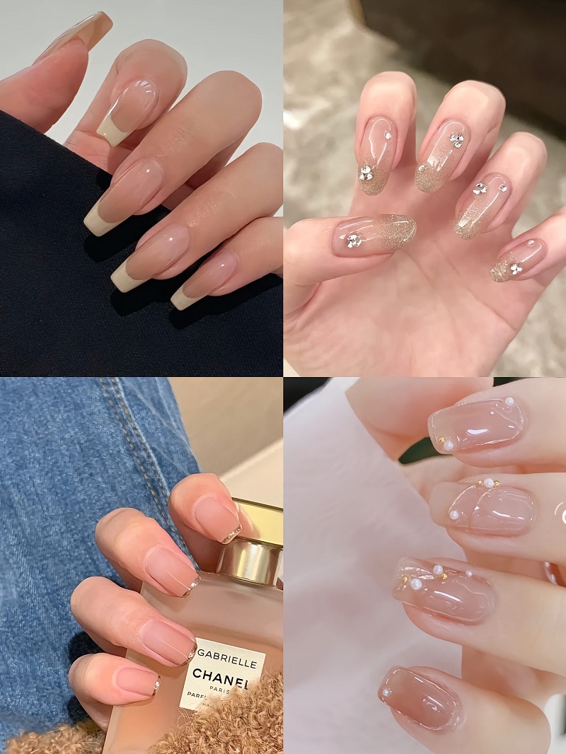 Mẫu nail mùa thu tone hồng bánh bèo
