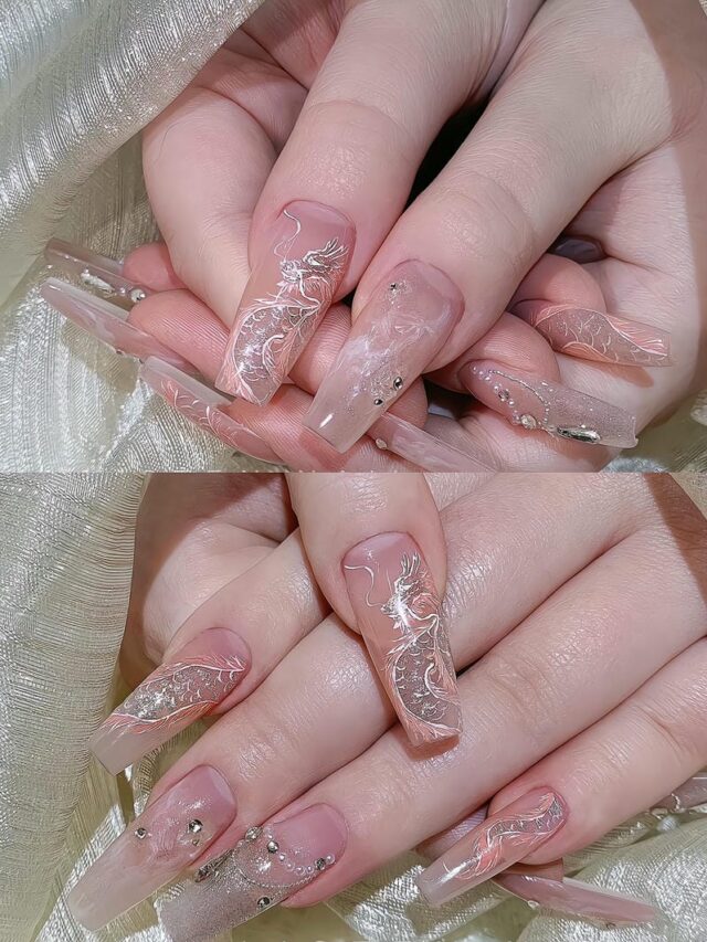 Mẫu nail hình con rồng đơn giản
