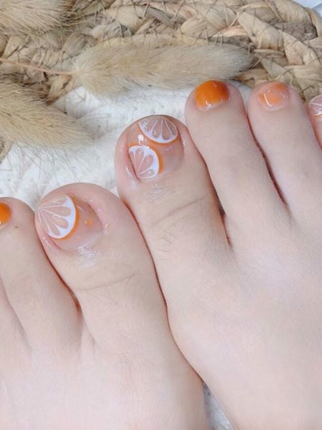 Nail chân vẽ trái cam